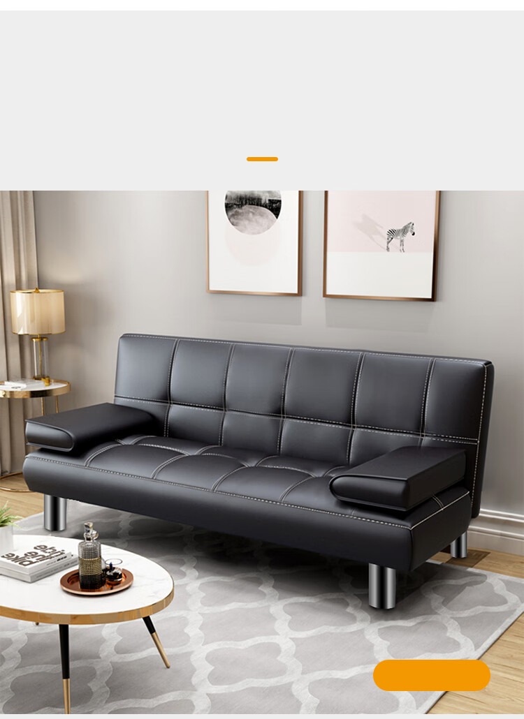 Huakaizhixing Sofa Bed, Dual-Purpose Folding Sofa, Multifunctional Small Apartment Two-Seater Leather Sofa, HKS10 Black Leather 4