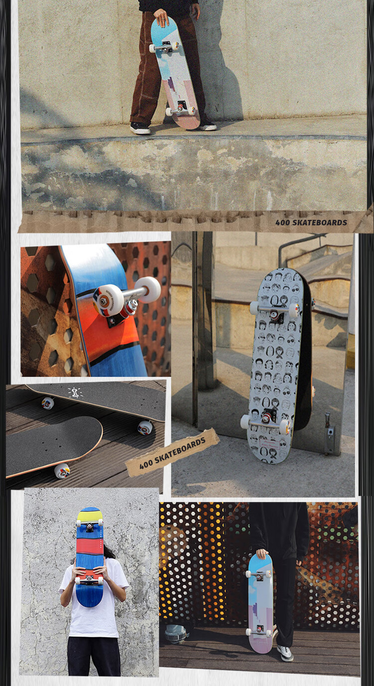 RMT Professional Skateboard Double Kick Four-Wheel Short Board for Tricks Beginners Adults Men Women Teens Kids 3