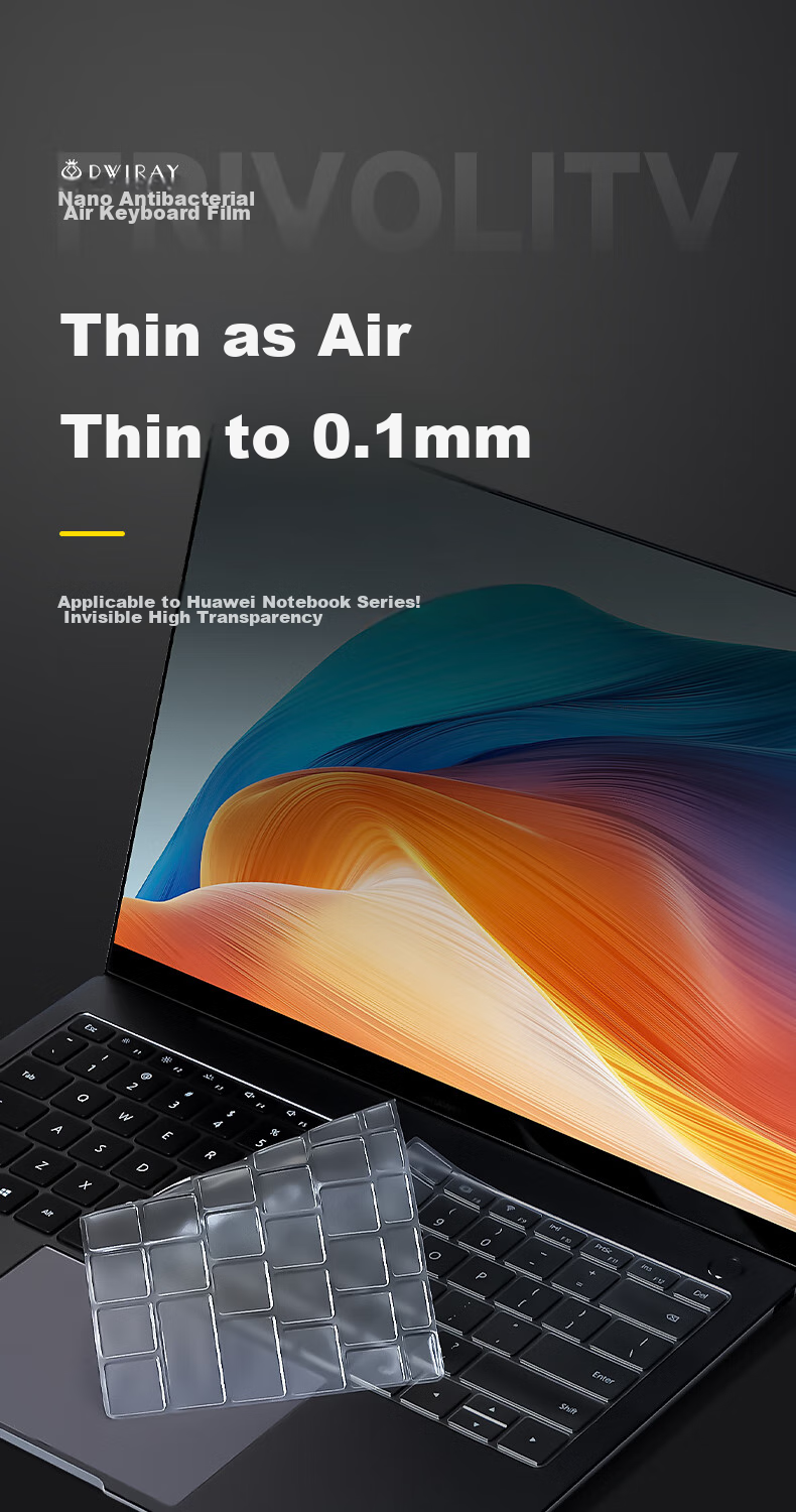 DiyiGongfang Keyboard Cover Dust-Proof Film Suitable for Honor MagicBook 14/14pro/V14/X14/X14pro Laptops, Ultra-Thin Nano Antibacterial TPU Protective Film for Keyboard 2