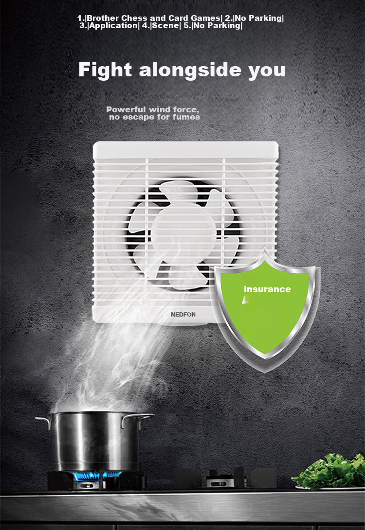 Nedfon APB15-3 Exhaust Fan, Kitchen And Bathroom Window-Mounted Wall-Mounted Ventilation Fan, Range Hood, Extractor Fan with Square Opening 6