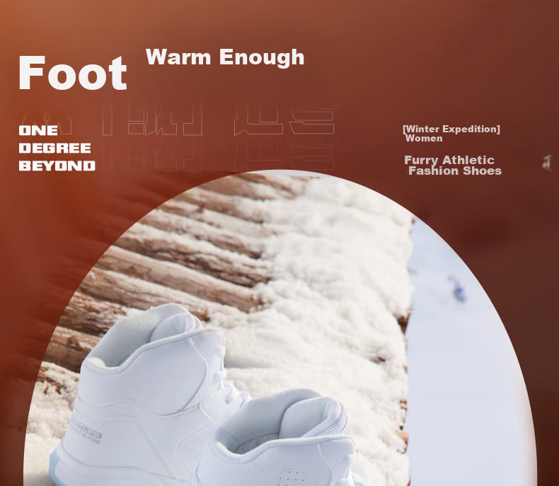 361° Women's Sports Shoes, Autumn And Winter High-Top Warm Fleece-Lined Heightening Casual Sneakers, Style 682146606A-1 1