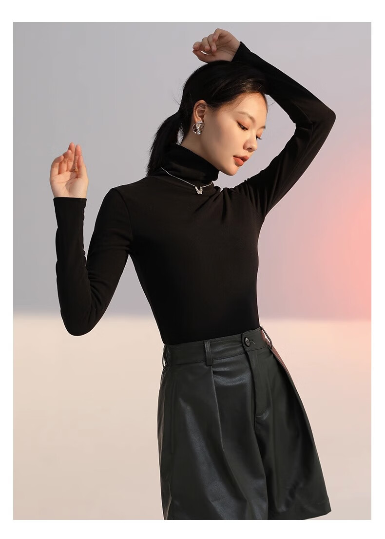LangSha Turtleneck Base Layer for Women, Double-Sided German Velvet, Spring And Autumn Wearable, Inner Layer for Autumn, Long Sleeve, Turtleneck Top 14