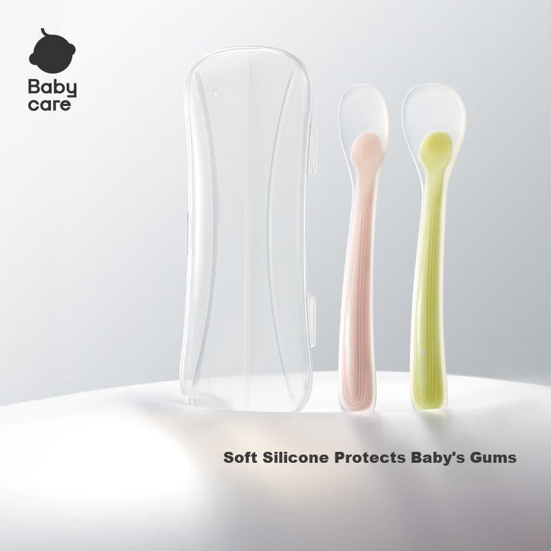 Babycare Silicone Baby Spoon Set, Soft Spoons for Feeding Babies And Toddlers, Specially Designed for Milk And Water Feeding, Children's Fruit Puree And Rice Powder Spoons
