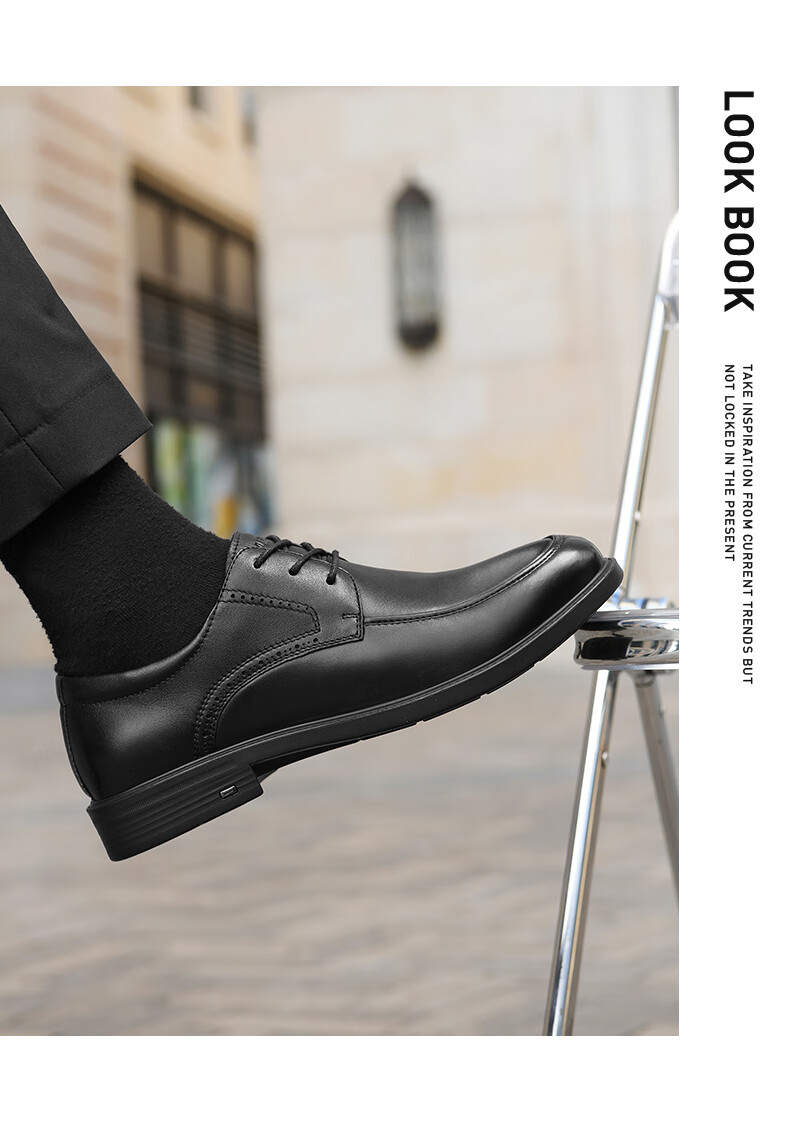 HLA Men's Leather Shoes, Top Grain Cowhide, Lace-Up Formal Business Casual Shoes for Men, T269 Black Size 44 7