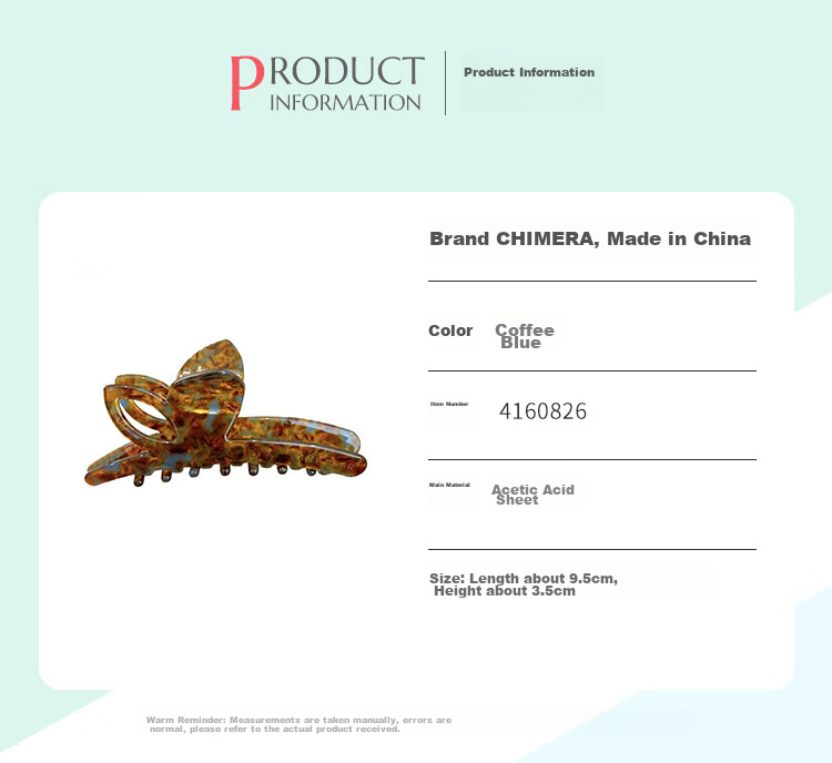 CHIMERA Simple Acetate Board Shark Clip High-End Hairpin Hair Claw Clip for Back of Head, Bun Maker, Women's Mid-Autumn Festival Gift 15