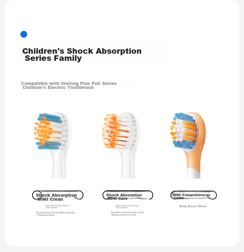 Usmile Electric Toothbrush Replacement Heads for Children, Shock-Absorbing And Gum-Protecting - 2-Pack, Gentle on Teeth, Extra Soft Gum Protection, Compatible with Q Series Children's Electric Toothbrushes 3