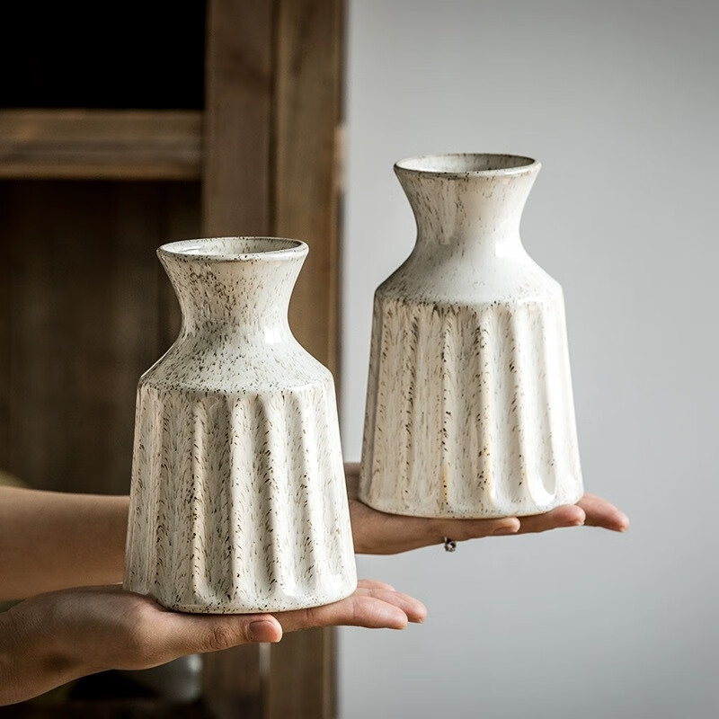 Fanyejia Antique-Style Ceramic Vase, Japanese Retro Vintage Flower Arrangement Vase, High-End Living Room And Dining Table Decorative Floral Container Ornament