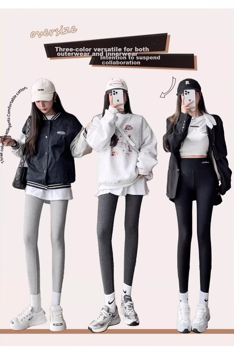 LangSha Leggings for Women, Spring And Autumn Style, High-Waisted Slimming Cotton Pants, Tight-Fitting Tights, Black Skinny Pants, Autumn Pants 9