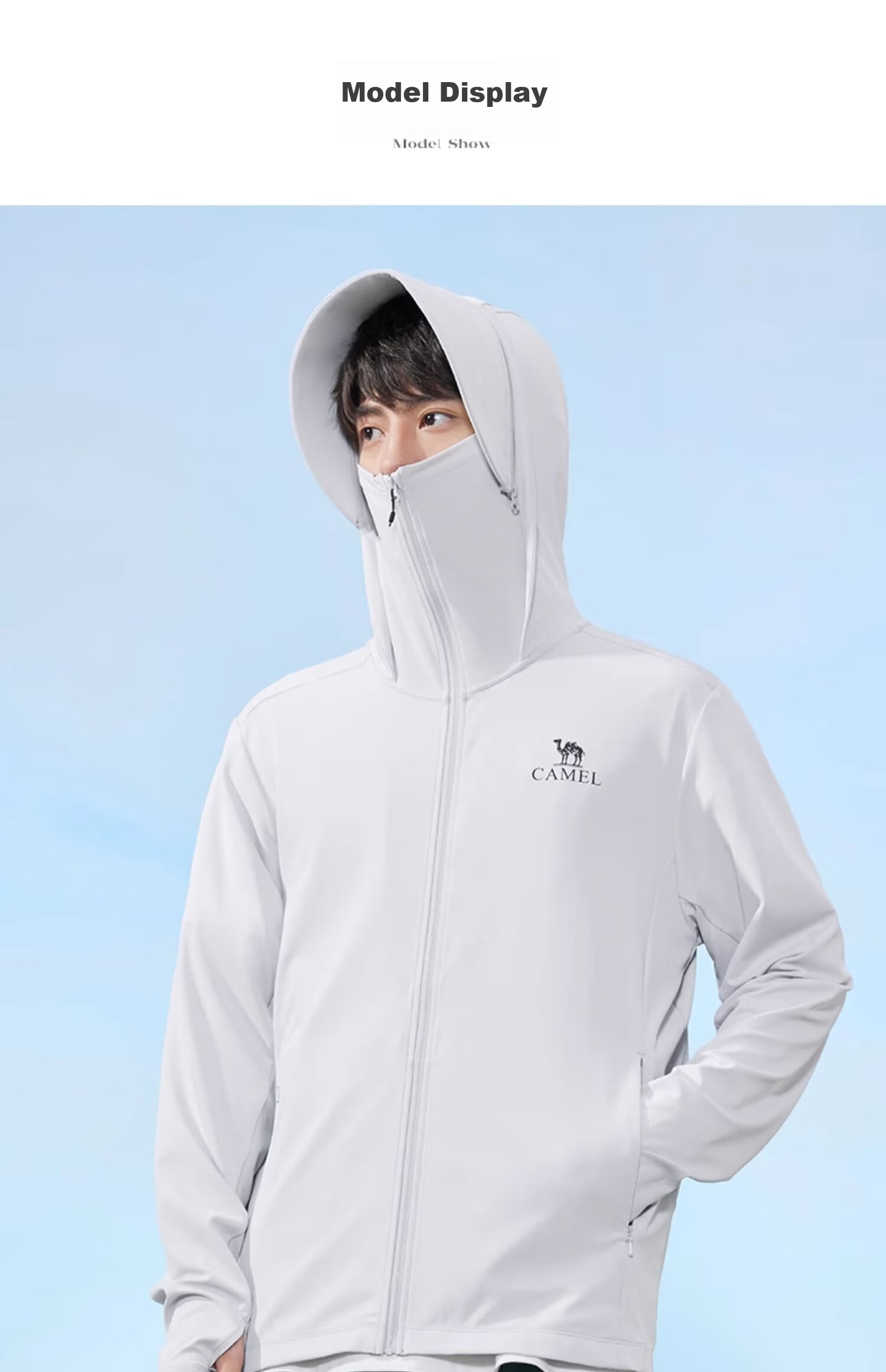 CAMEL Cool White Outdoor Sun Protection Clothing for Men And Women, Summer UV Protection Original Yarn Ice-Feel Breathable Sun Protection Jacket 1007 20