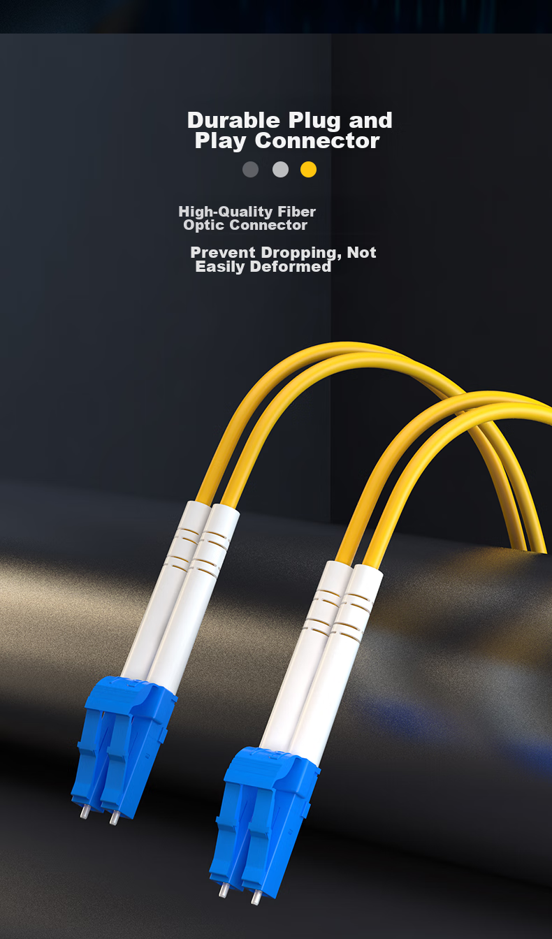 Nokoxin Telecom-Grade Fiber Optic Patch Cable, Single-Mode Dual-Core Fiber Optic Cable, Optical Module, Data Center Connection Pigtail, Supports Customized Length, UPC Connector, 10 Meters LC-LC 4