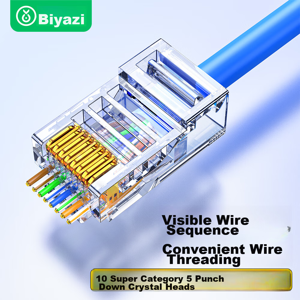 BIAZE Cat5e Punch Down RJ45 Network Connector, Unshielded, 8P8C, Pure Copper Gold Plated, 10 Pieces Per Bag, TT35
