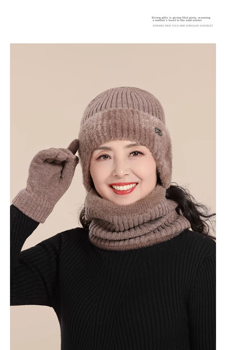 Hengyuanxiang Wool Hat for Women, Autumn And Winter Warmth, Middle-Aged And Elderly Wool Knitted Hat, Thickened, Birthday Gift for Mom Or Grandma 17