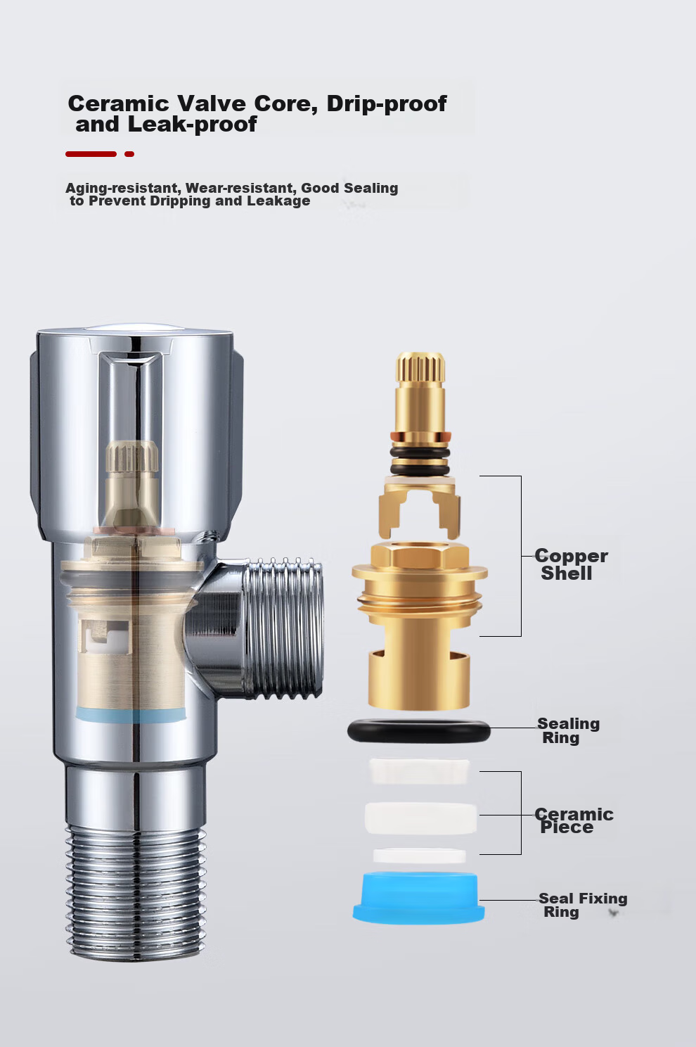 CVBAB Angle Valve Three-Way One-In Two-Out Washing Machine Faucet Connector, One-To Toilet Dual Control Flow Divider CV1517 4