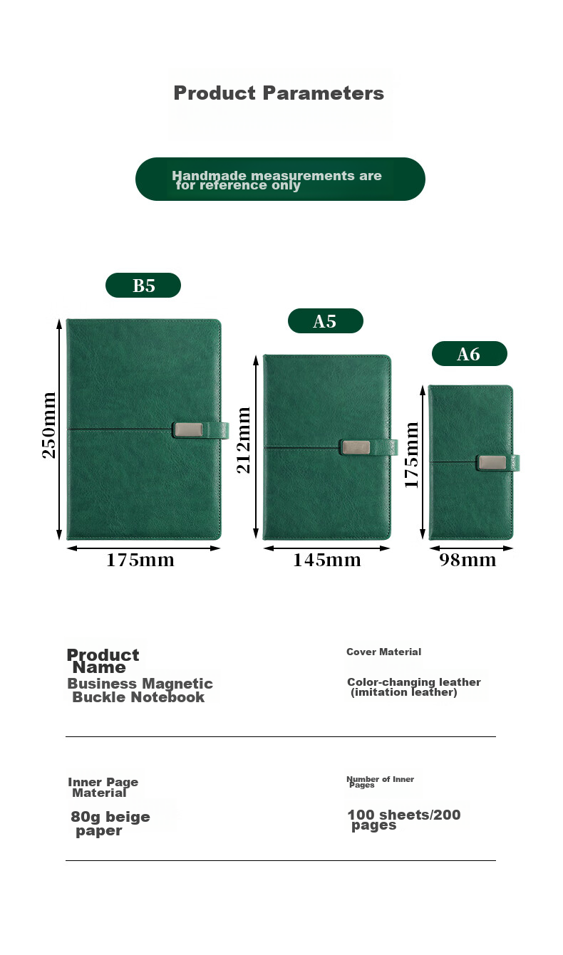 SHEN SHI A5 Business Notebook with Magnetic Clasp, Office And Student Stationery, Diary, Draft Book, Journal, Customizable, 100 Sheets, 25-588 Brown-Red, 1 Book 11