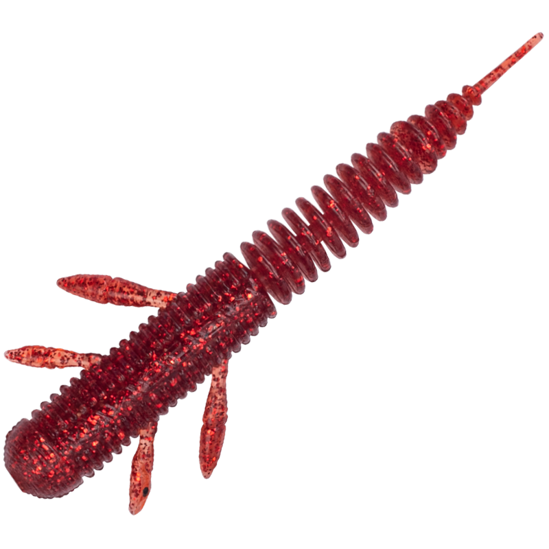 Guowangliya Lure Soft Bait Floating Real Dance Worm Needle Tail Black Pit Bottom Fishing Bass Mandarin Fish Soft Worm 75mm-01 Dark Red