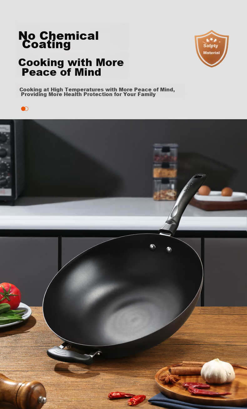 SUPOR Wok Iron Pan Cast Iron Traditional Iron Pan for Home Use, Uncoated Stir-Fry Pan Compatible with Gas And Induction Stoves FC34E21 4