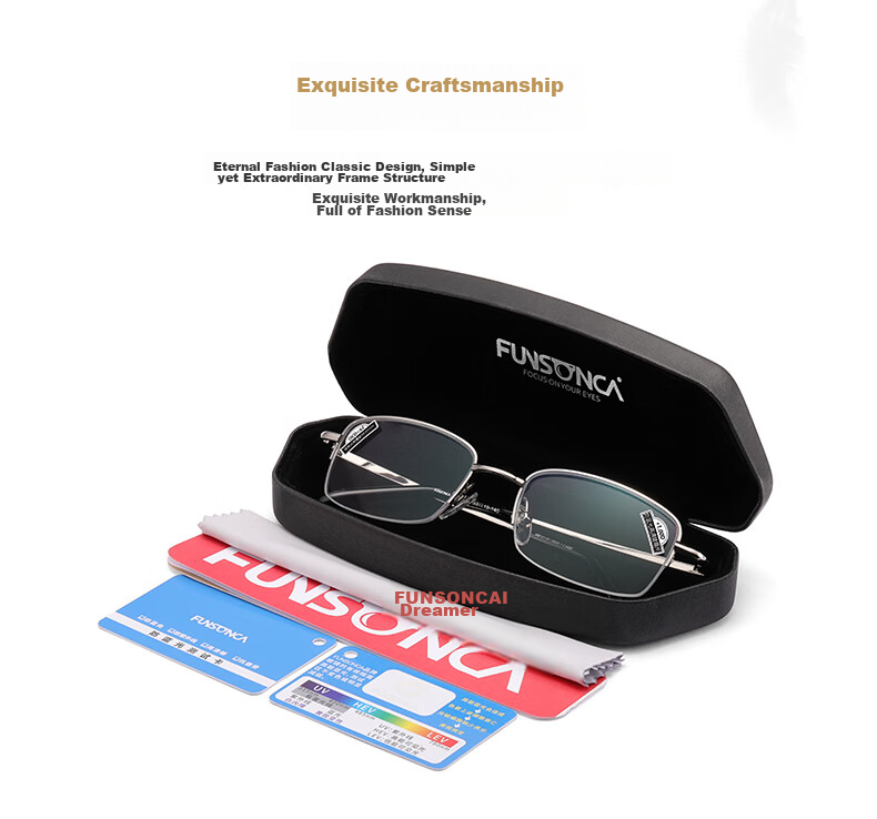 Funsonca Anti-Blue Light Comfortable Ultra-Light Fashionable Reading Glasses for Men And Women, Metal Durable Business 6100, -1.00 Diopter 3