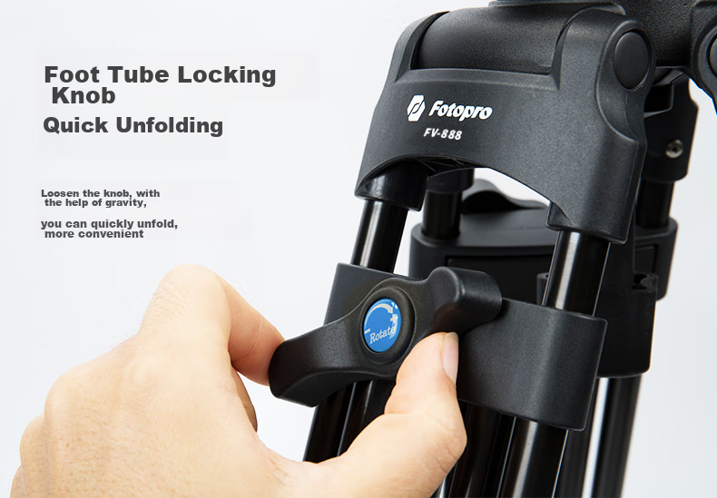 Fotopro FV888 Professional Photography And Videography Tripod, DSLR Camera Stand, Shooting Video Live Streaming Tripod, Hydraulic Head Kit, 1.8m/8kg 12
