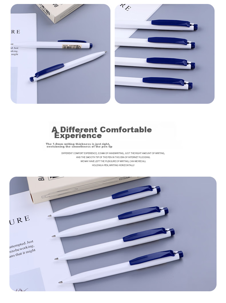 BAOKE B59 1.0mm Medium Oil Pen, Retractable Ballpoint Pen with White Barrel, Writing Blue Ink, 12 Pens/box 10