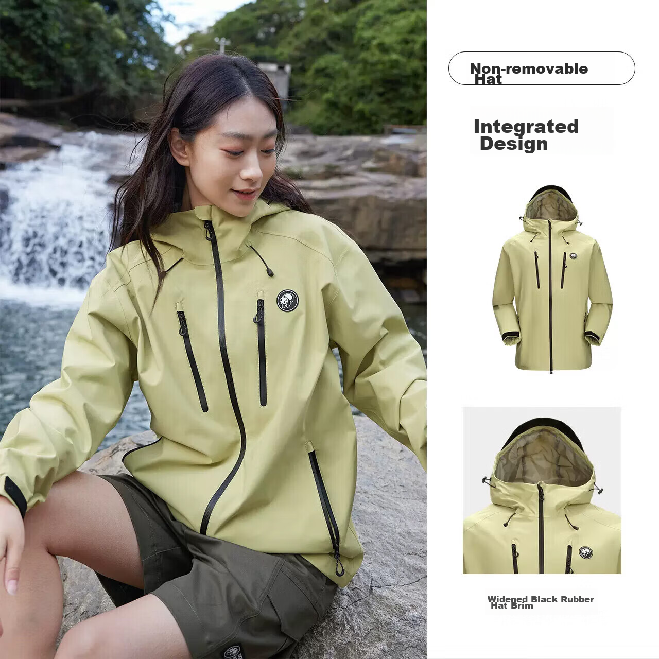 CAMEL Outdoor Single-Layer Jacket, Unisex Style, Windproof And Waterproof Mountain-Style Jacket, A34BA31166, Lime Green, XL