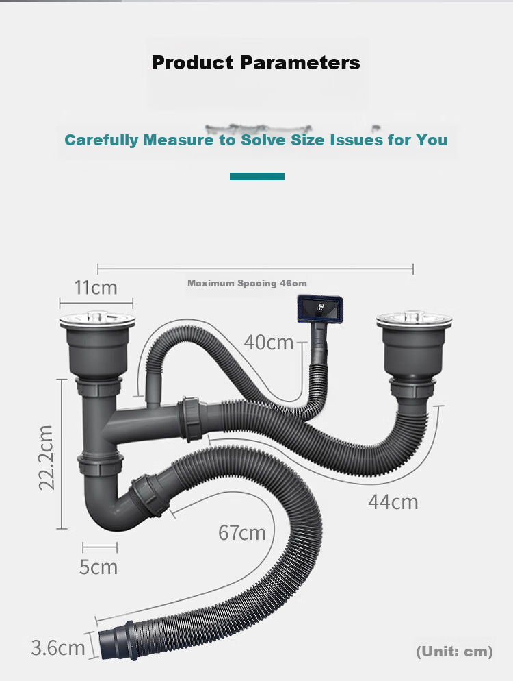 MEJUE Kitchen Sink Drain Assembly with Overflow Hole, Drain Stopper And Drain Pipe Set Z-02319 8