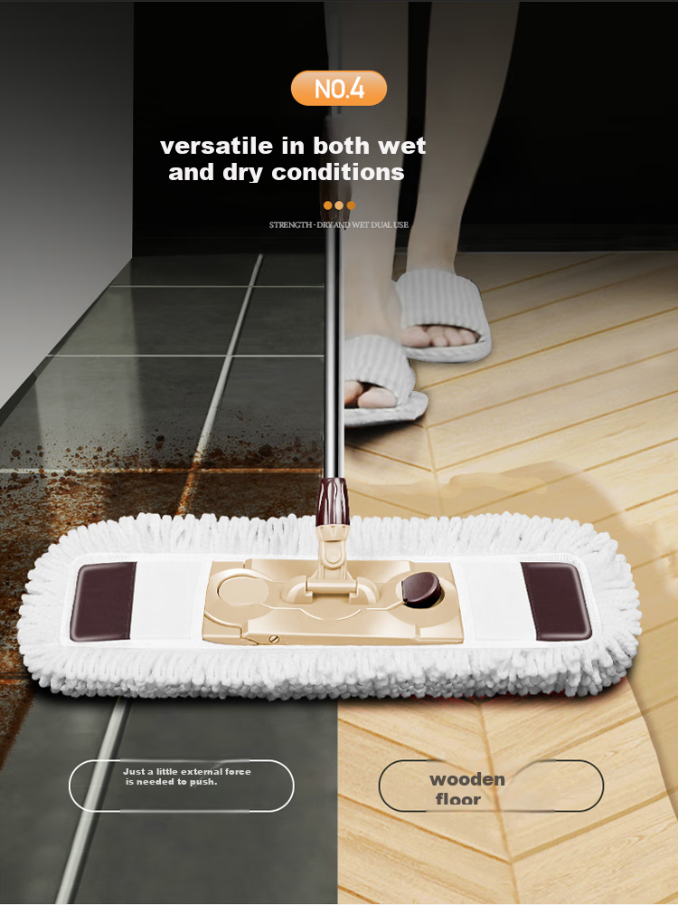 Baijiahaoshi Flat Mop, 65cm Large Cloth Size, Household Dust Pusher, Bathroom Wooden Floor Mop Handle, Absorbent Floor Cloth, Mop Cloth 6