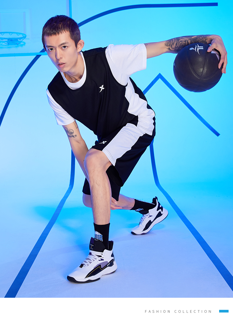 XTEP Professional Basketball Competition Uniform, Summer Quick-Dry Breathable T-Shirt And Shorts Set, Fitness Running Versatile Sportswear 3