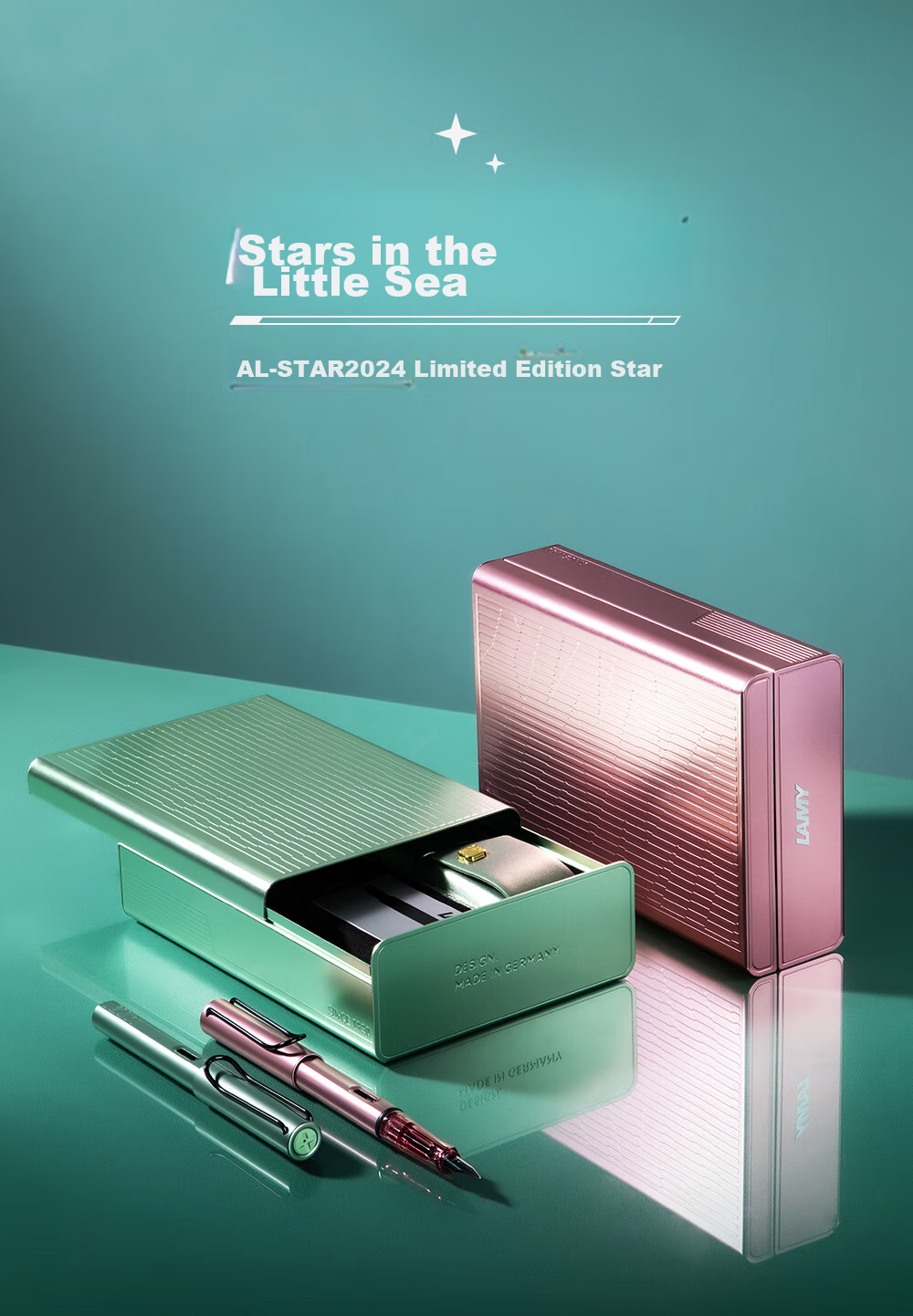 LAMY Ballpoint Pen, Star Series Limited Edition Set, Calligraphy Practice Pen, Student Stationery, Office Gift, Holiday Present, Flowing Pink 0.7mm 2