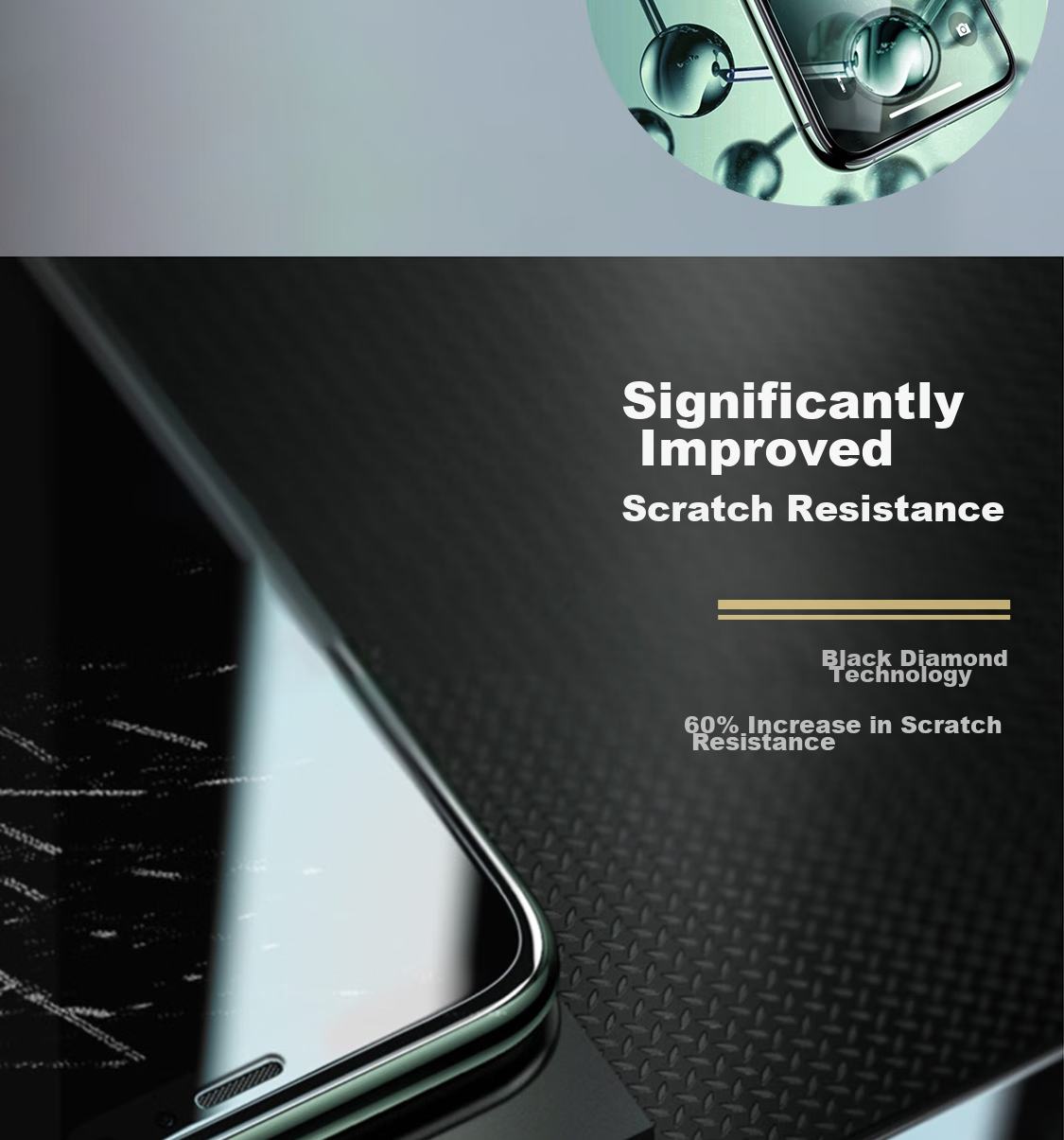 ESCASE IPhone 11 Pro Max/XS Max Tempered Glass Screen Protector with Anti-Dust Mesh, HD Full Coverage Glass Front Film for IPhone 11 Pro Max/XS Max 12