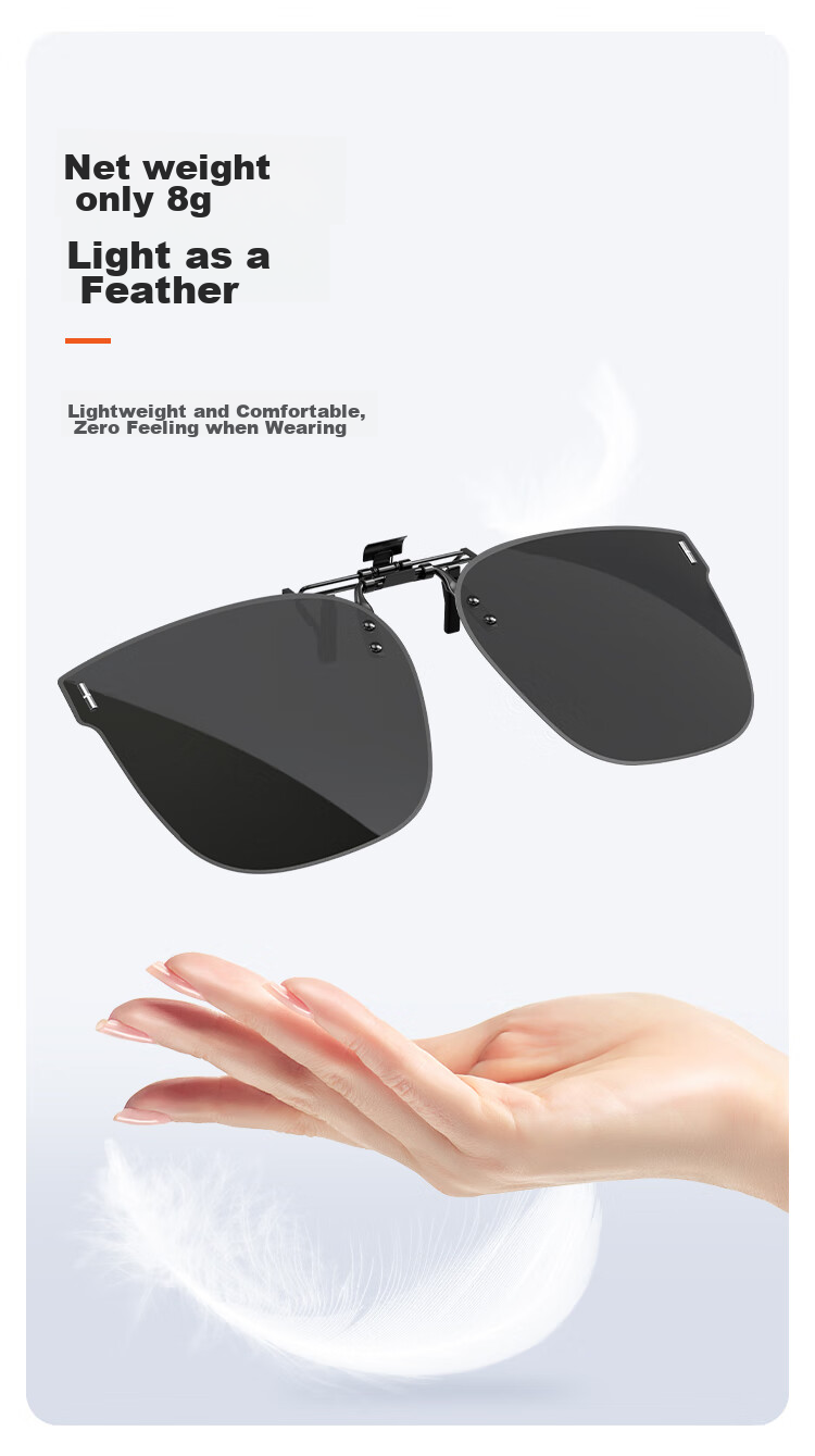 HLA Polarized Sunglasses Clip-On for Myopia, Unisex Driving Sunglasses Clip-On, Mercury 3