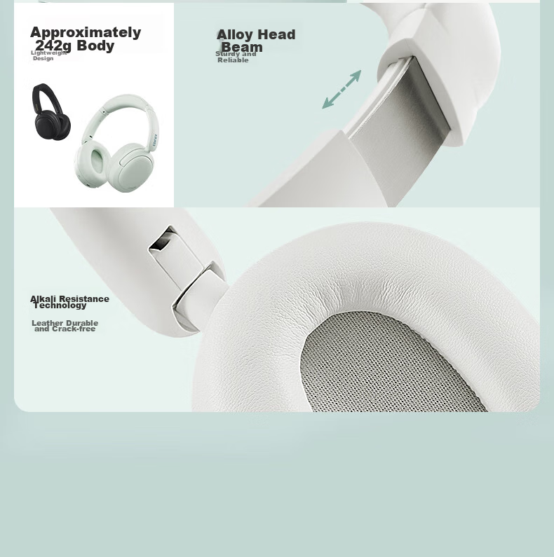EDIFIER W800BT Free Over-Ear Bluetooth Headphones, 40H Ultra-Long Battery Life, Compatible with Phones And Computers, Suitable for Apple, Huawei, Xiaomi, Light Green, Graduation Gift 7