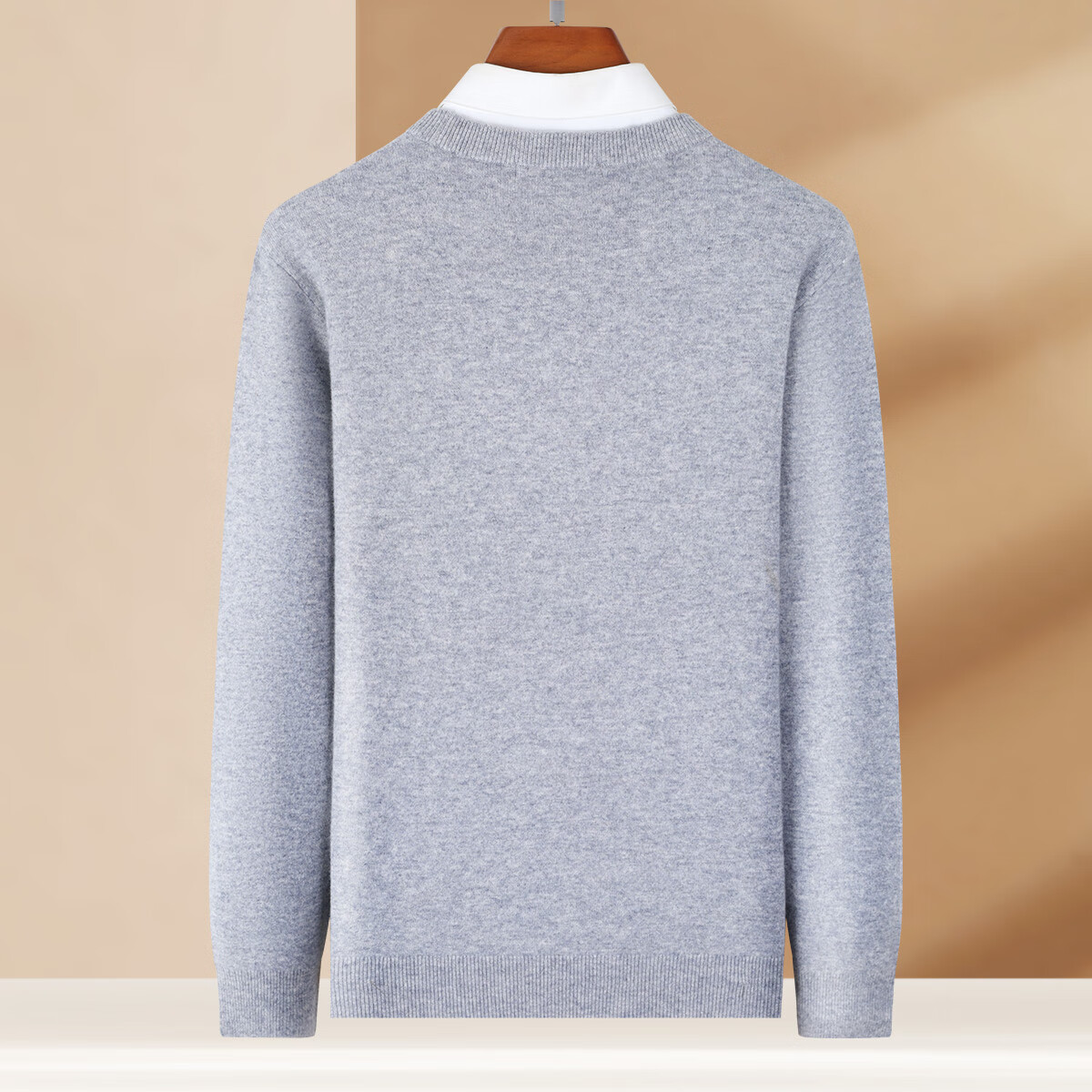 Antonio 100% Wool Textured Jacquard Comfortable Crew Neck Pullover Solid Color Thick Warm Casual Wool Sweater for Men