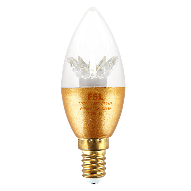 Foshanzhaoming Crystal Lamp Bulb, Pointed Crystal Lamp with Small Screw Base E14, Gold Color, 6.5W, Warm Light