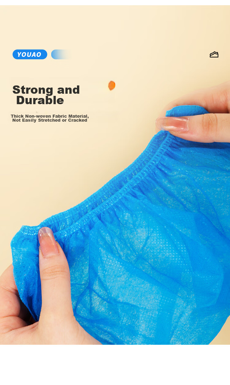 YOUAO Disposable Shoe Covers, Non-Woven Fabric, 100 Pieces, Extra Thick, Indoor Breathable, Dust-Proof Foot Covers, Wear-Resistant, Non-Slip, Enlarged Size, 400g 4