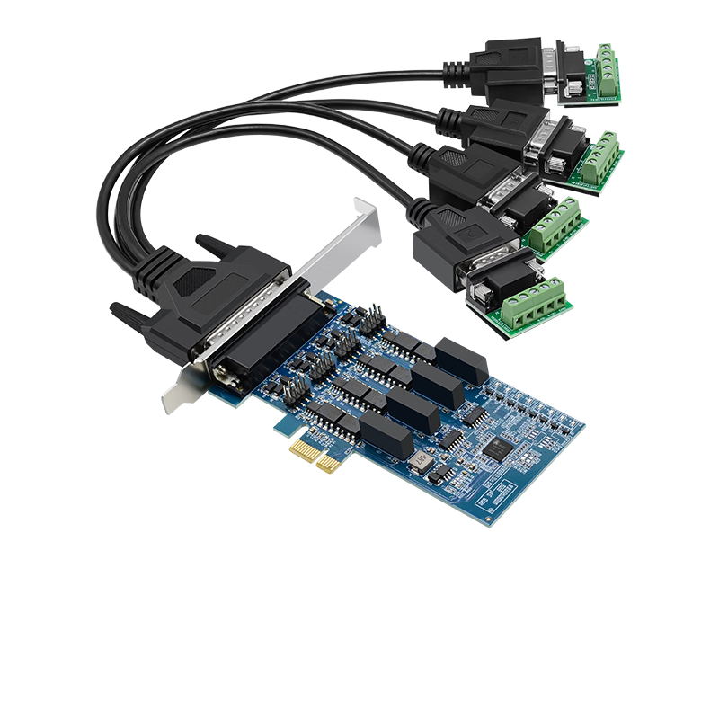 EB-LINK Industrial-Grade PCI-E to 4-Port 485/422 Serial Card, Multi-Port Optical Isolation, 1-To Serial Expansion Card, COM Port Suppression, Lightning Surge Protection, Terminal Block Connectio