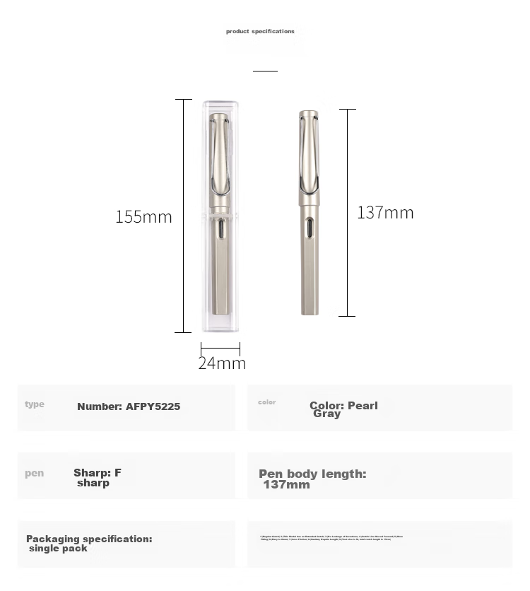 M&G Stationery, Elementary School Fountain Pen, Fine Nib for Male And Female Beginners, Back-To Handwriting Practice, Third Grade Posture Correction F Nib Signature Pen, Single Pen in Pearl Gray without Ink Cartridge AFPY522517 16