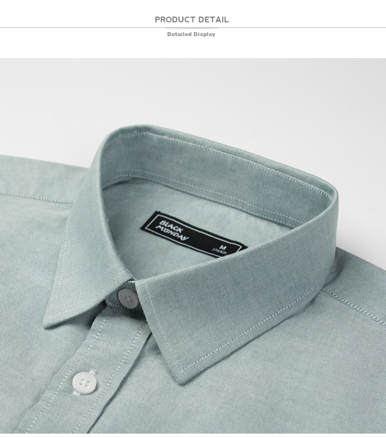 BLACKMONDAY Summer Pure Cotton Oxford Cloth Shirt for Men, Short Sleeve All-Cotton Wrinkle-Free Fashionable Versatile Business Casual Formal Dress Shirt 15