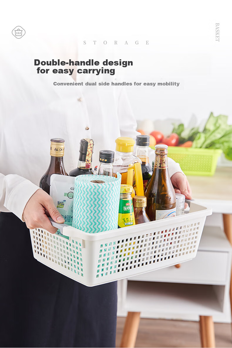 JEKO&JEKO Japanese Plastic Storage Basket, Bathroom Organizer, Toy And Office File Storage Basket, Medium Size, White, Pack of 4 6