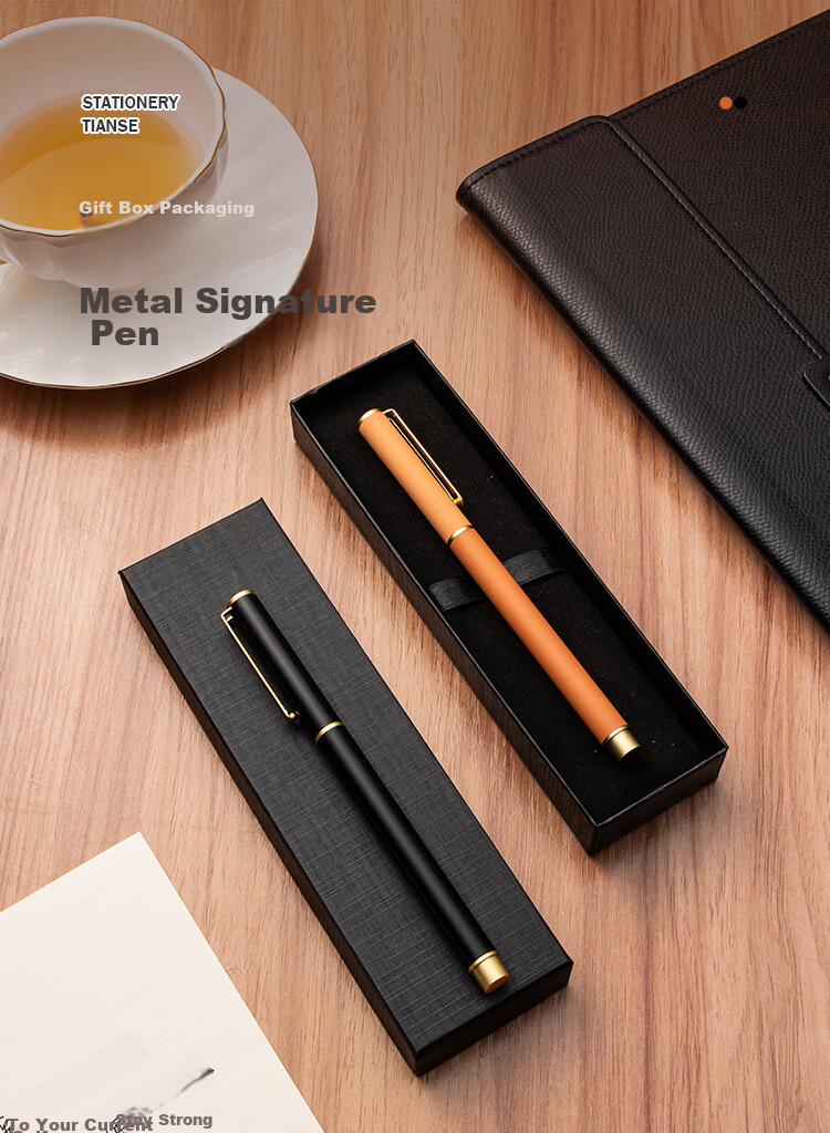 TIANSE 0.5mm Signature Pen Metal Gel Pen Stylish Design, Annual Meeting Gift, New Year Gift, Teacher's Day Gift, High-End Heavy-Feel Business Pen with Bullet Tip, TS-1220 Black Barrel Black Ink 1