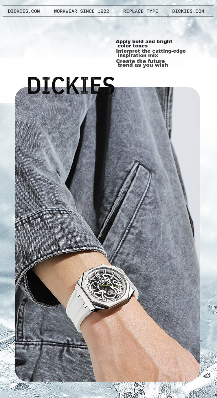 Dickies Men's Mechanical Skeleton Watch with Luminous Hands, Fashionable Mechanical Timepiece Gift, New Model CL-549 for 2026, Gree 2