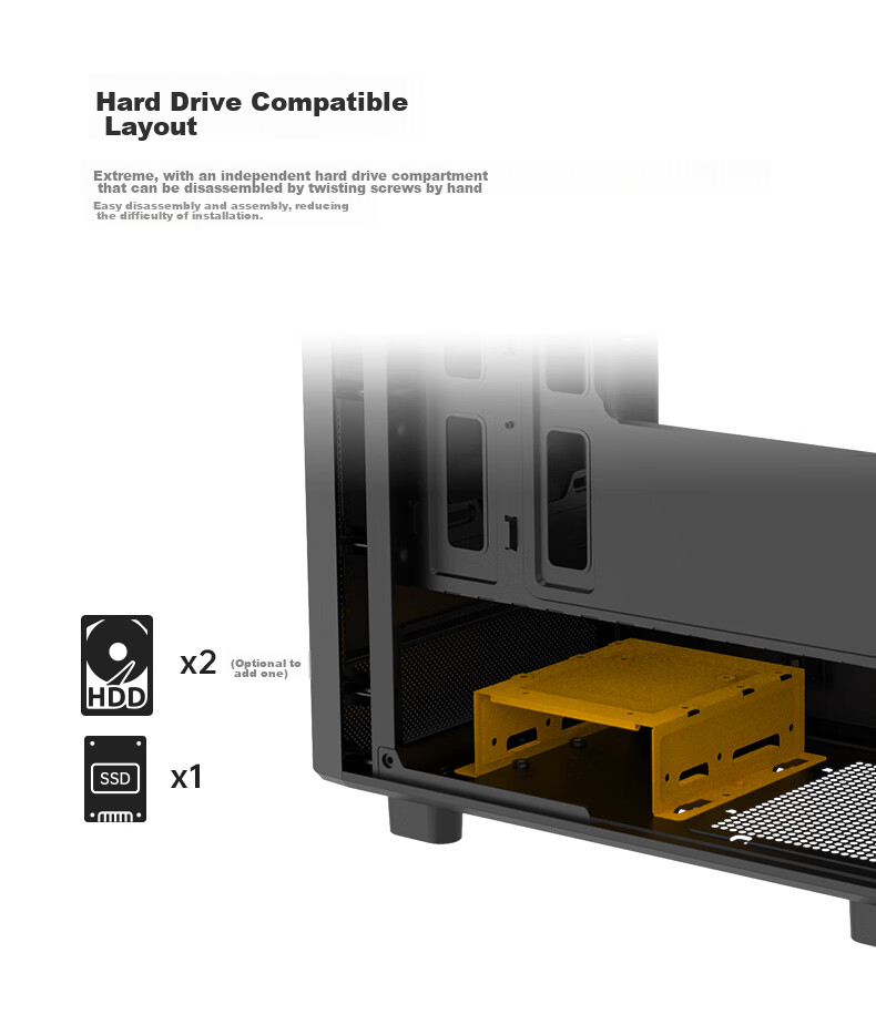 Golden Field Jianyu Jixi Black Wide Desktop Computer Case, Front Panel without Fan Leakage, Fully Compatible with 240mm Water Cooling, M-ATX Motherboard, 180mm CPU Cooler Height Limit 7