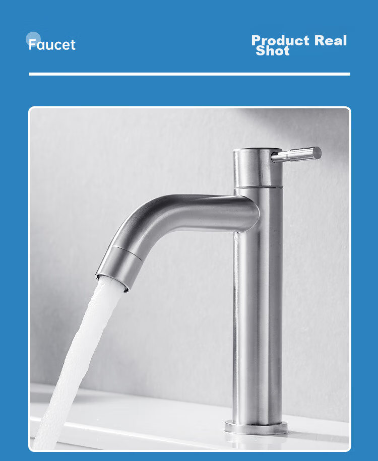 MEJUE Basin Faucet, Bathroom Sink Washbasin Vanity Heightened Faucet, Stainless Steel Single Cold Water Tap Z-016481 19