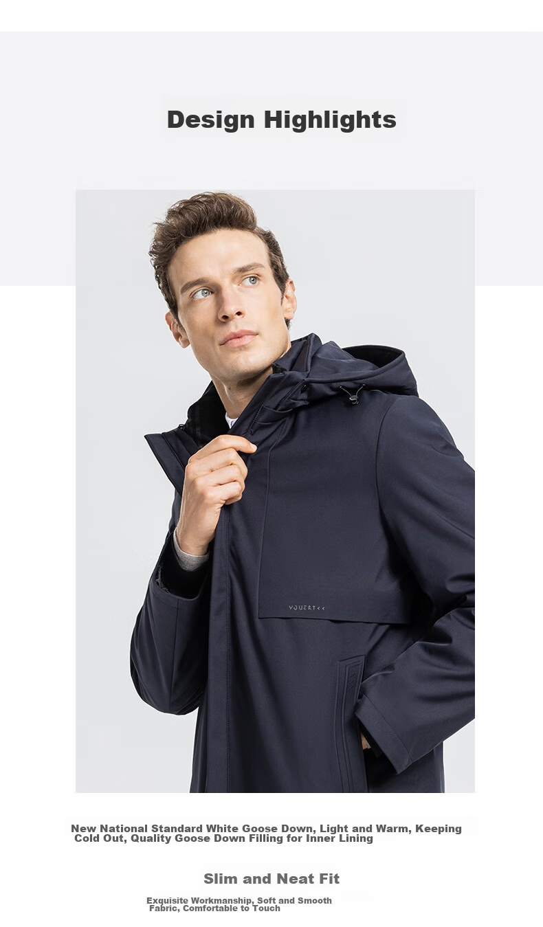 SHANSHAN Detachable Inner Lining Three-In down Jacket for Men, Goose Down Mid-Length Thick Warm Dad Coat Outerwear Men's 2XL 20