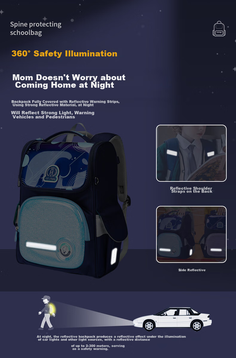 Herder Spine Protection Backpack for Primary School Students, British Style Backpack for Grades One to Six, Anti-Gravity Elastic Load-Reducing Backpack for Boys And Girls 13