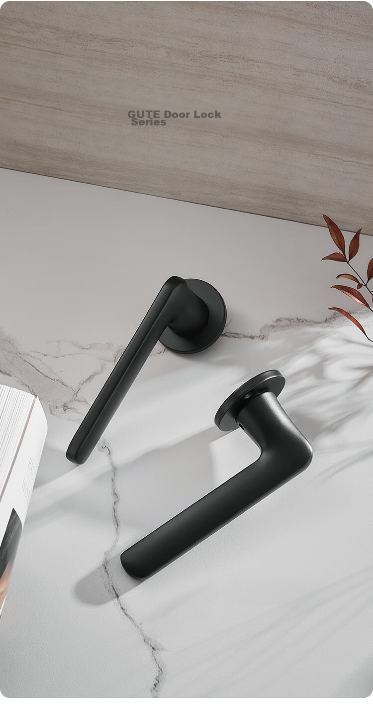 GUTE Door Lock, Interior Room Door Lock, Bedroom Door Lock, Bathroom Solid Wood Door Handle, Quiet Noise Reduction Door Lock Hardware, Matte Black Color 10