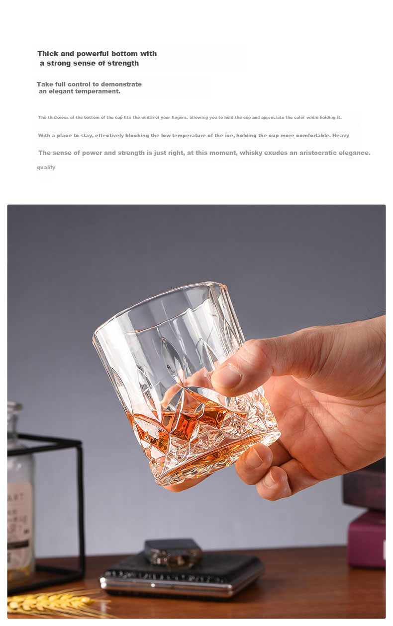 CLITON Glass Whiskey Glasses, Thick Carved European-Style Liquor Cups, Wine Glasses, Home Use Water Glasses, Glass Cup Set, 6 Pieces 4