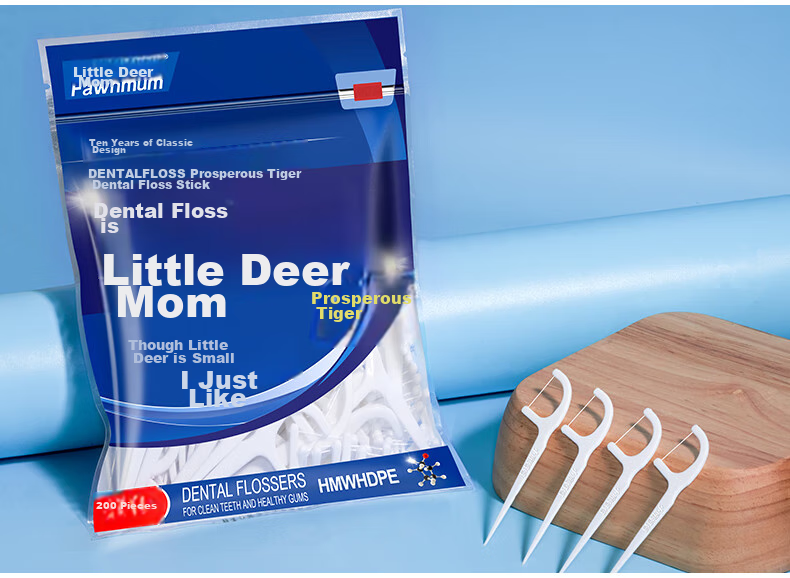 FAWNMUM Dental Floss Picks Family Pack, 200 Pieces/bag * 3 Bags Total 600 Pieces, Portable Box for Easy Carrying 15