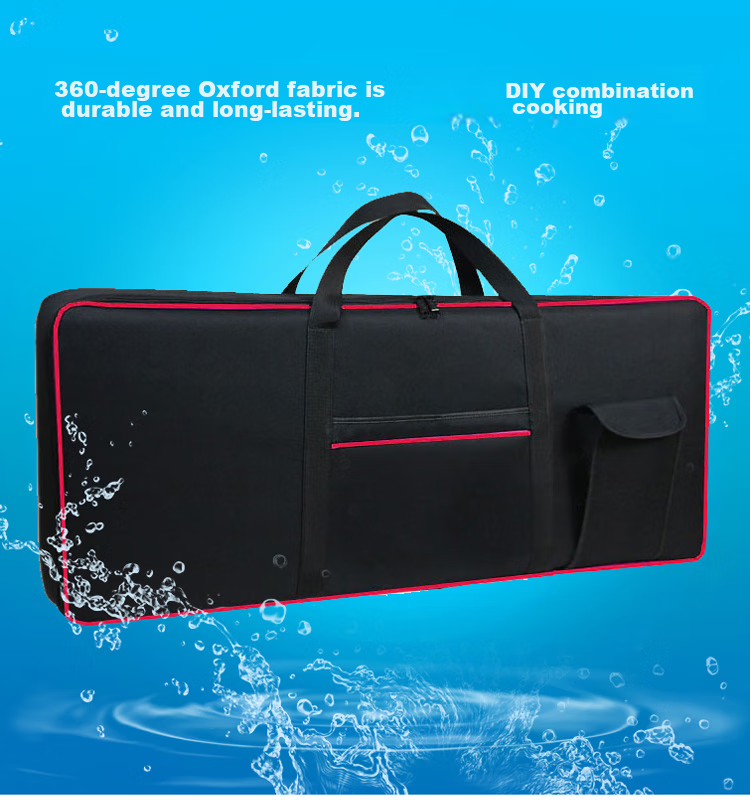 Xiangsiniao Electronic Keyboard Case Universal 8mm Padded Shoulder Strap Portable Keyboard Bag, Black with Red Trim 1
