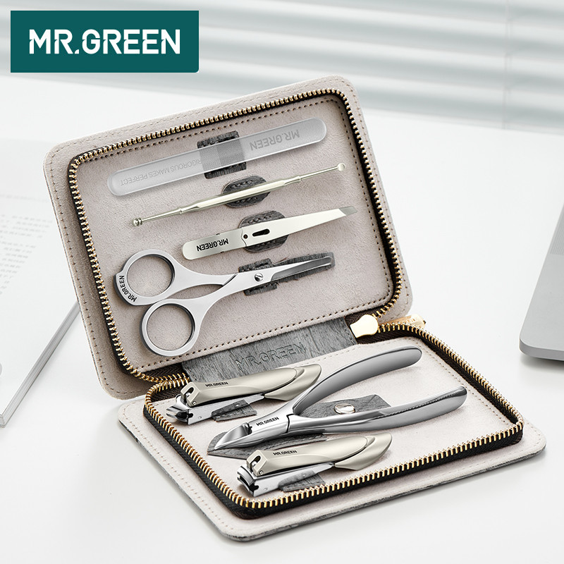 Набор маникюрных инструментов MR.GREEN, 7 предметов, антибрызги, немецкое качество, подарок для мужчин, Mr-6666GR