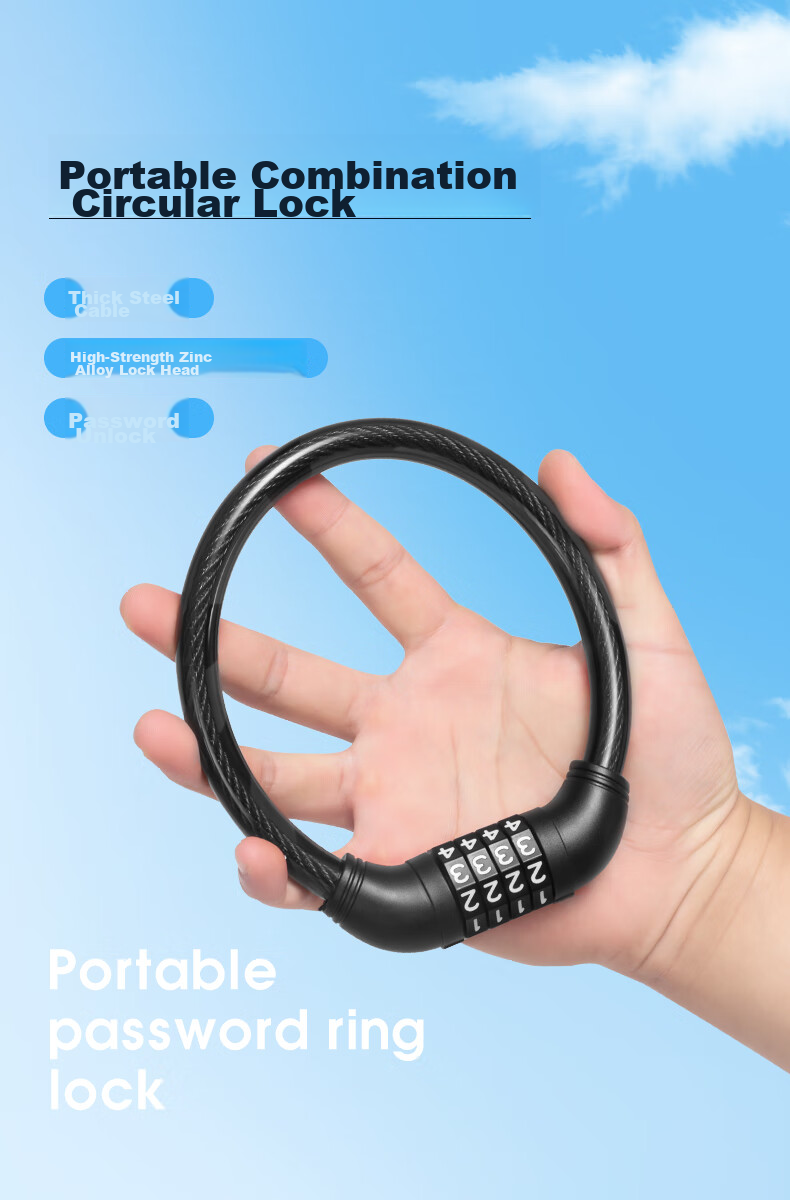 FG FLYING PIGEON Mountain Bike Lock, Ring Lock, Anti-Theft Lock, Universal for Road Bikes And Folding Bikes, 4-Digit Combination Lock 1